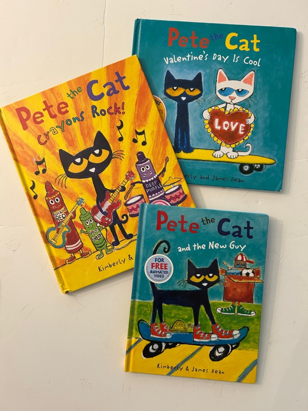 Pete the cat book bundle: the new guy, crayon’s rock, Valentine’s Day hardcovers